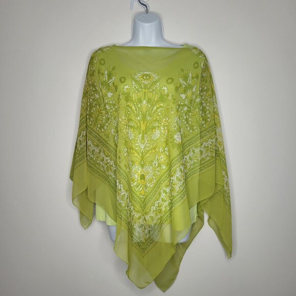 Maggie Barnes lime green boho scarf cape plus size unique artsy top size 1x - Picture 1 of 6